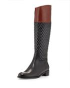 Kaitlin Quilted Leather Riding Boot, Black