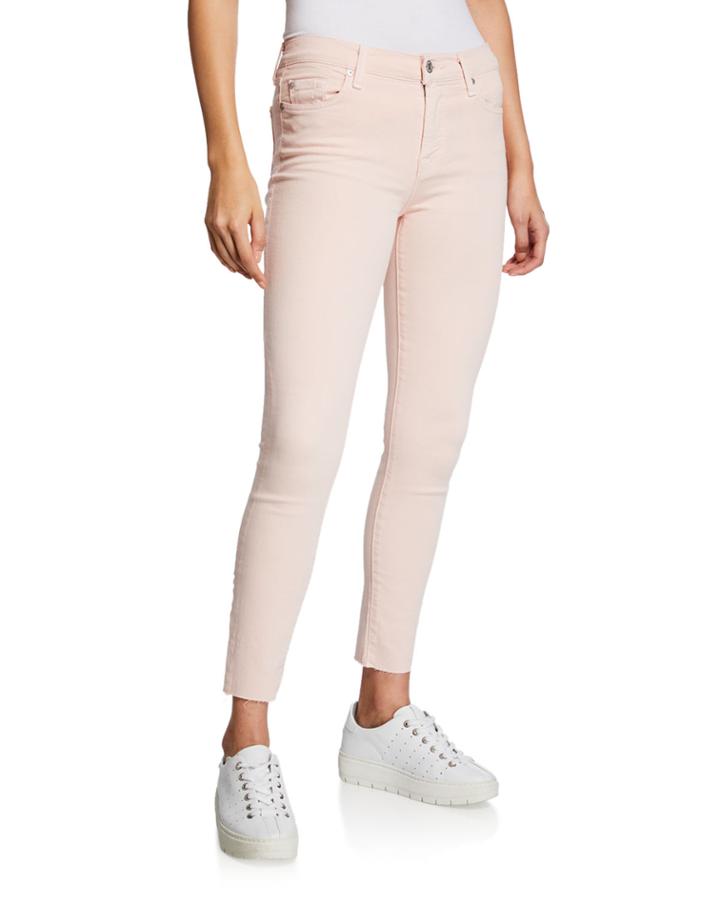 Ankle Skinny Jeans With Cutoff Hem