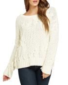 Cable-knit Sweater W/ Fringe, Cream