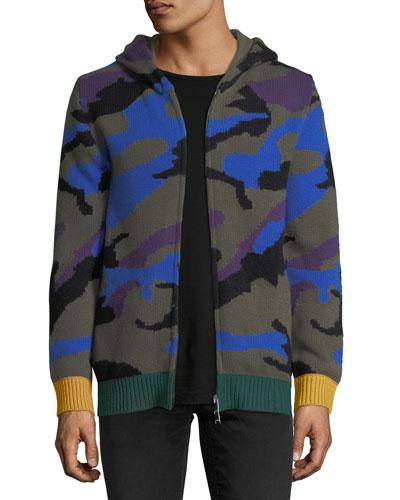 Cashmere Camo-knit Zip-up Hoodie