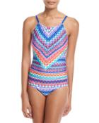 High-neck Graphic One-piece Swimsuit,