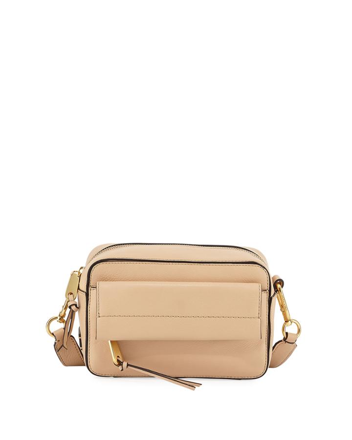 Kathlyn Leather Camera Crossbody Bag, Nude
