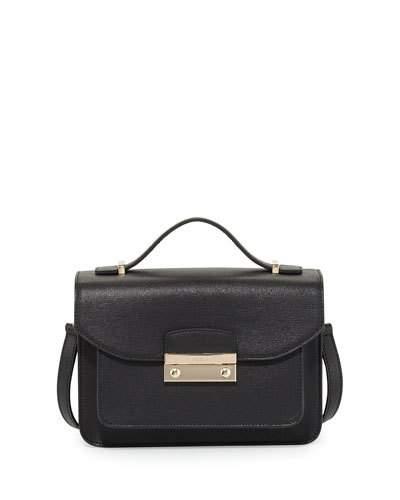 Julia Saffiano Shoulder Bag, Black