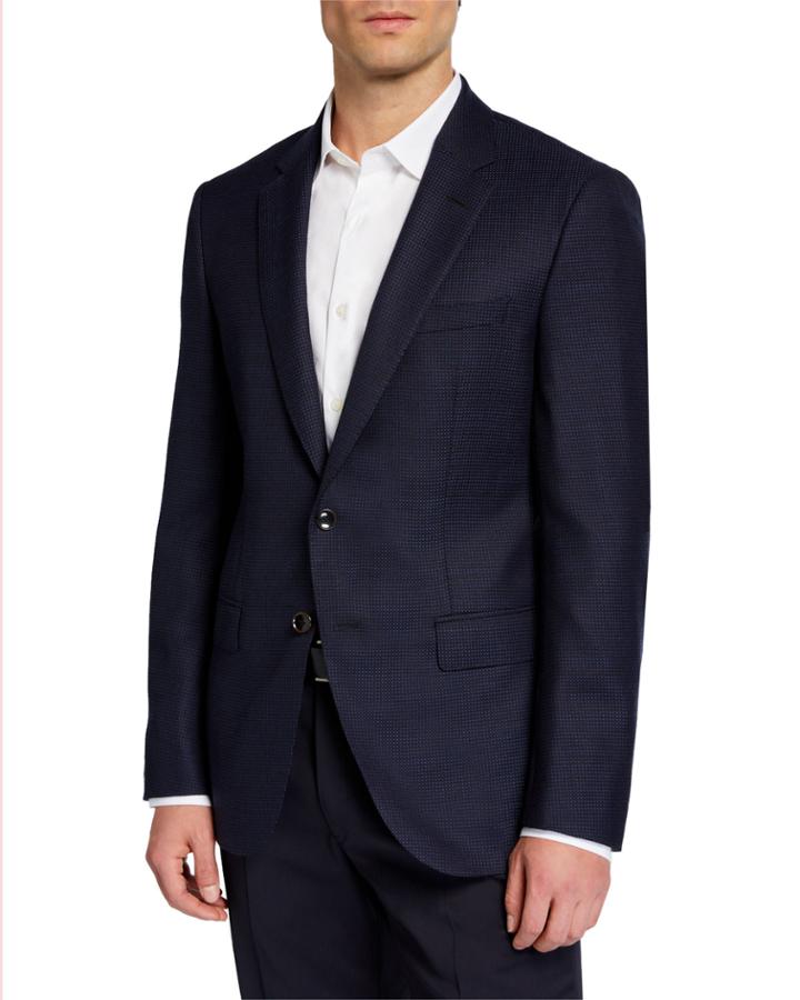 Men's Slim Micro-dot Tailored Wool Jacket