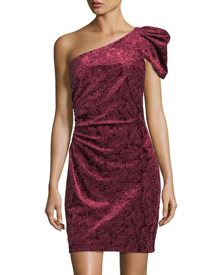 One-shoulder Velvet Mini Cocktail Dress