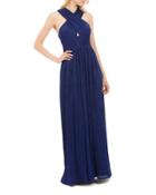 Cross-front Metallic Plisse Gown