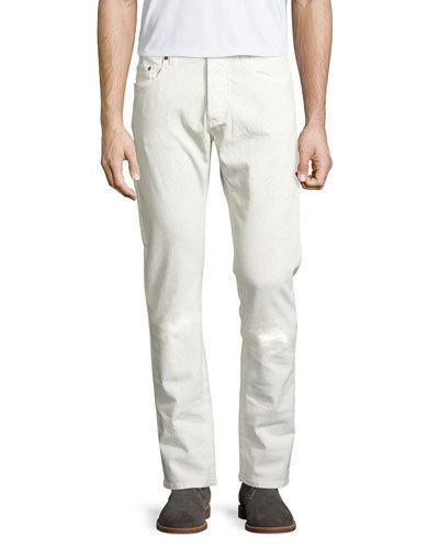 Tonal Paisley Straight-leg Jeans, Off White