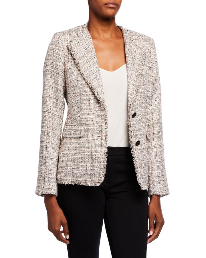 Tweed Frayed Hem Jacket