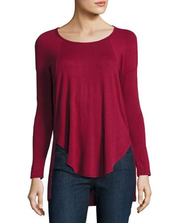 Stretch-knit High-low Top
