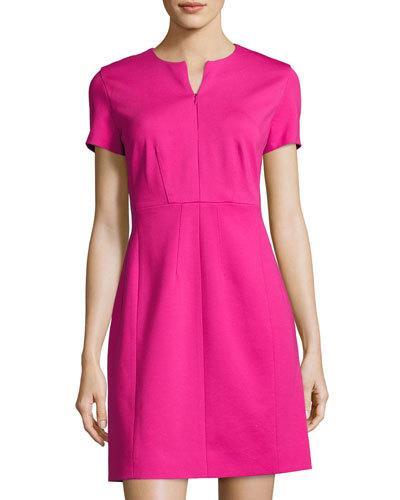 Agatha Zip-front Sheath Dress, Pink