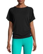 Lattice-knit Dolman-sleeve Jersey Tee