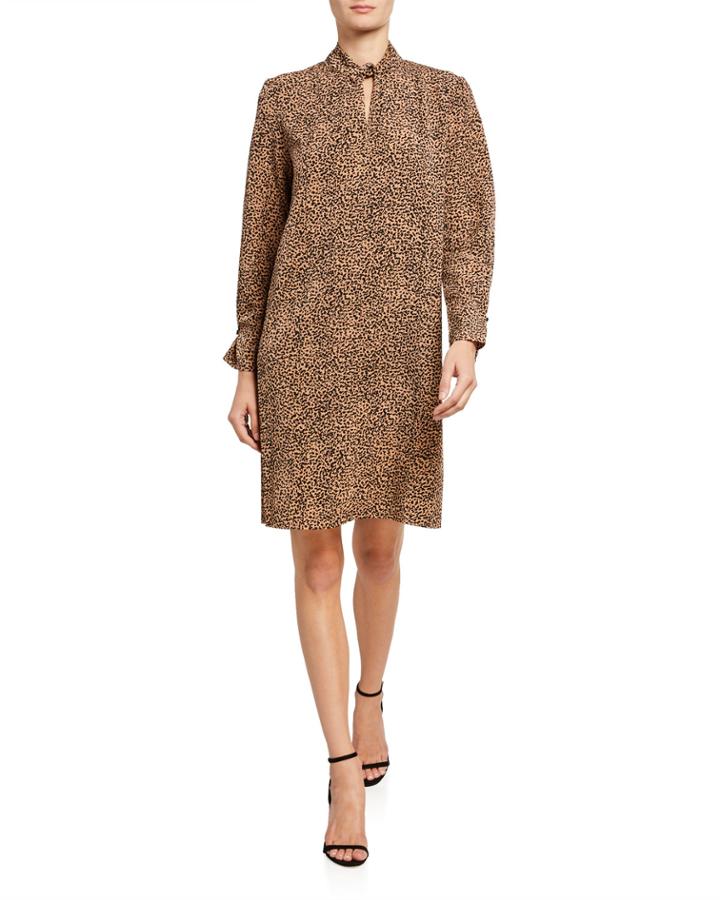 Long-sleeve Drape-neck Dress