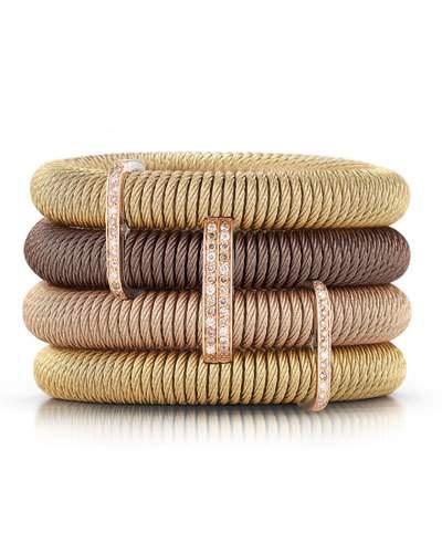 Petra Four-row Spring Coil Cable & Diamond Bracelet, Multi,