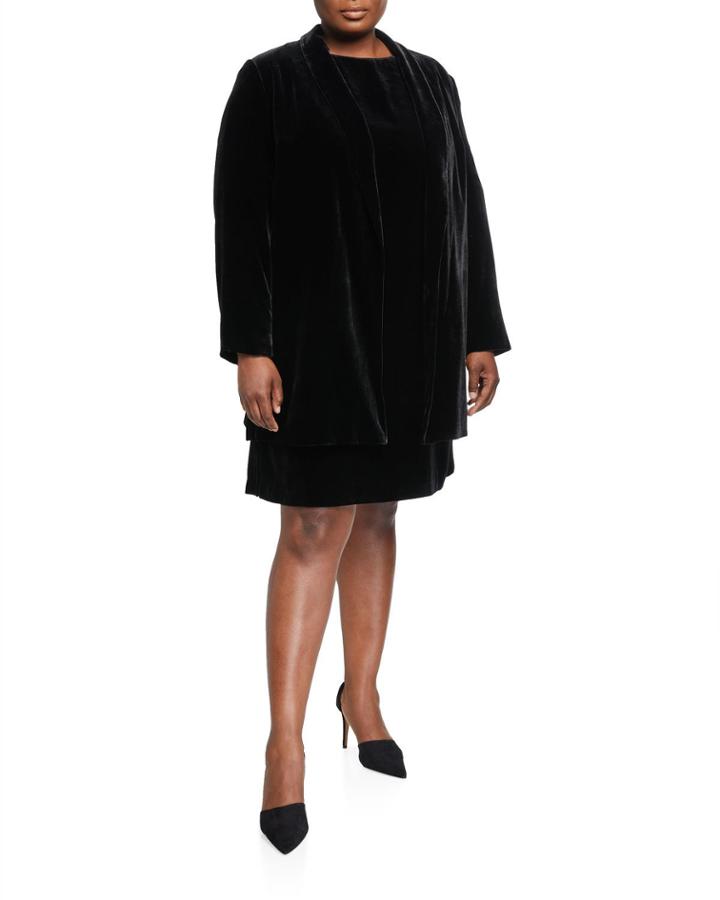 Plus Size Cecily Open-front Velvet Jacket