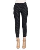 Metallic Diamond-pattern Skinny Ankle Pants
