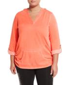 Side-ruched Hooded Sweater, Tigerlily,