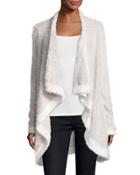 Fuzzy-knit Open-front Sweater,