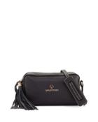 Mila Leather Tassel Crossbody Bag, Black
