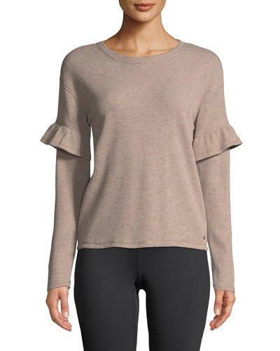 Ruffle-sleeve Thermal Tee