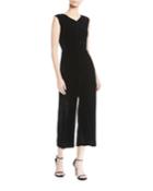 Ruched Velvet Wide-leg Jumpsuit