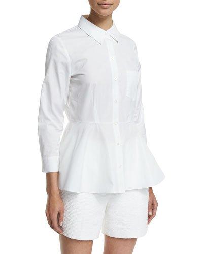 Eyodis Pearce Button-down Peplum Top, White