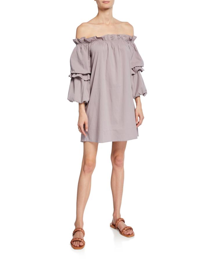 Off-the-shoulder Blouson-sleeve