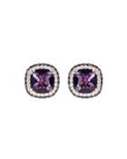 18k Rose Gold White & Black Diamond Amethyst