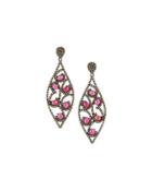 Composite Ruby & Champagne Diamond Marquise Drop Earrings