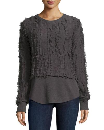 Long-sleeve Seven-gauge Pullover W/fringe,