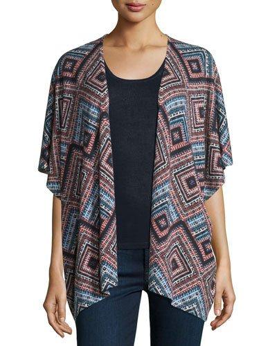 Superfine Cashmere Spanish Tile Kimono Cardigan