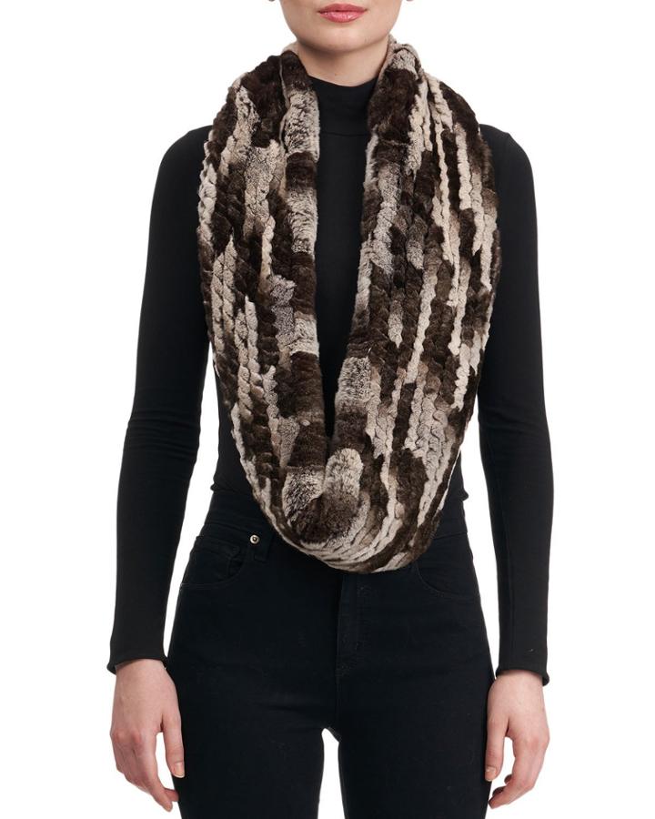Knit Rex Rabbit Fur Infinity