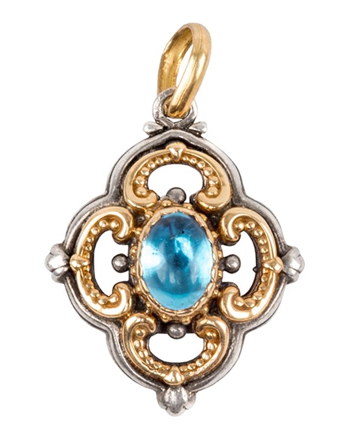 Scalloped Blue Topaz Pendant