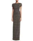 Shimmer Rectangle Jacquard Column Gown