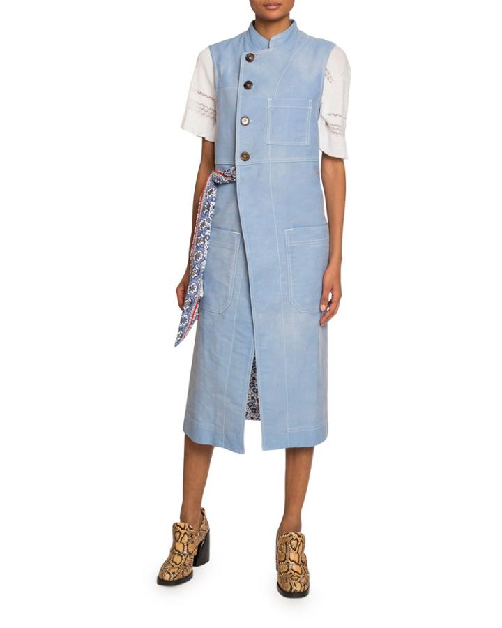 Scarf-waist Button-front