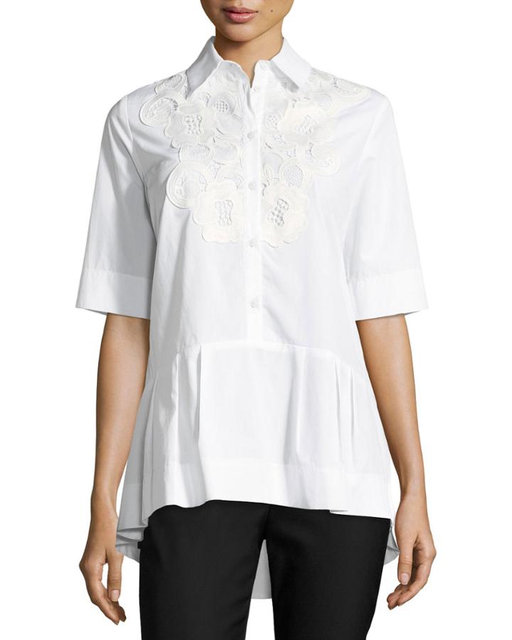 Button-front Poplin Shirt With