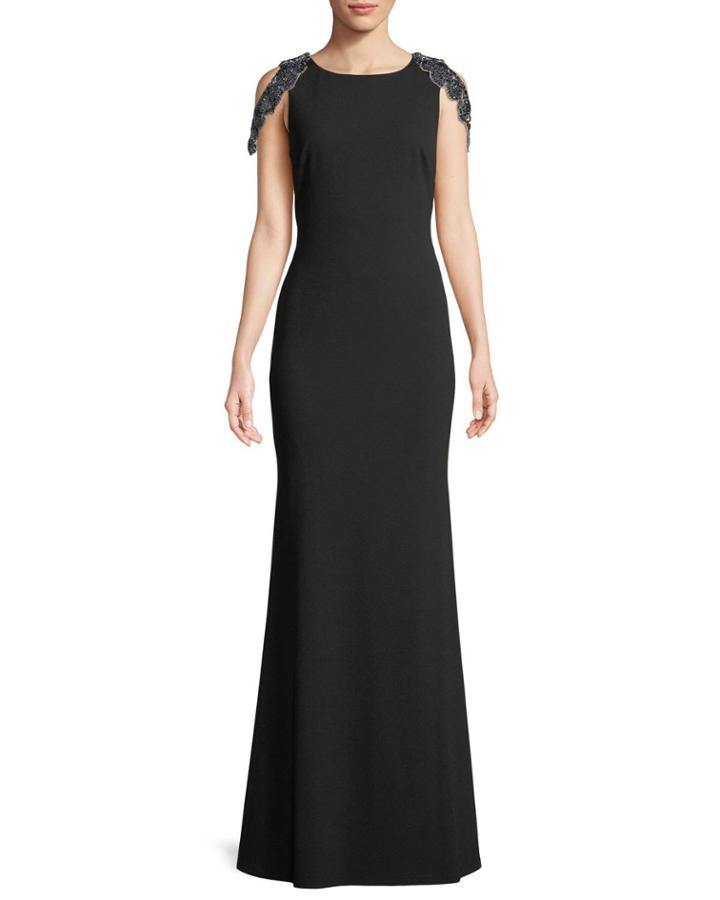 Jersey Gown W/ Back Beaded Fringe