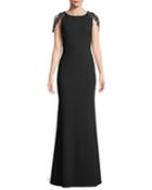 Jersey Gown W/ Back Beaded Fringe