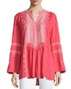 Needlepoint Tunic Top, Coral