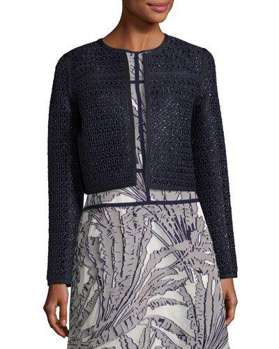 Kadian Loop-stitch Cropped Jacket, Dark Blue