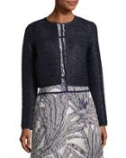 Kadian Loop-stitch Cropped Jacket, Dark Blue