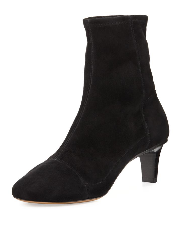 Daevel Seamed Suede Ankle Boots, Black