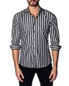 Semifitted Striped Sport Shirt, Gray/white