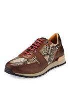 Amazon 4 Snake-embossed Sneaker, Brown/taupe