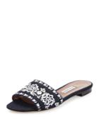 Sprinkles Fest Embroidered Mule Sandals, Denim/white
