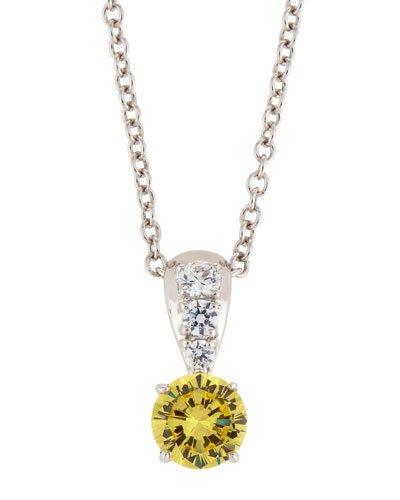 Canary & White Cz Crystal Pendant Necklace
