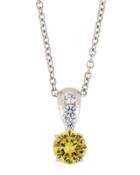 Canary & White Cz Crystal Pendant Necklace