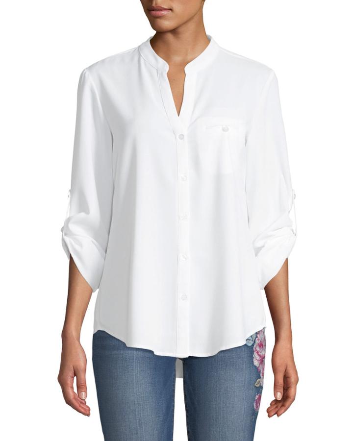 Jasmine Button-front Chiffon Blouse