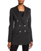 Evening Paillette Pinstripe Double-breasted Notch-collar Jacket