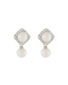 14k Double Pearl Drop Earrings