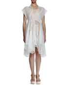 Clotilde Mesh-embroidered Dress, Pure White